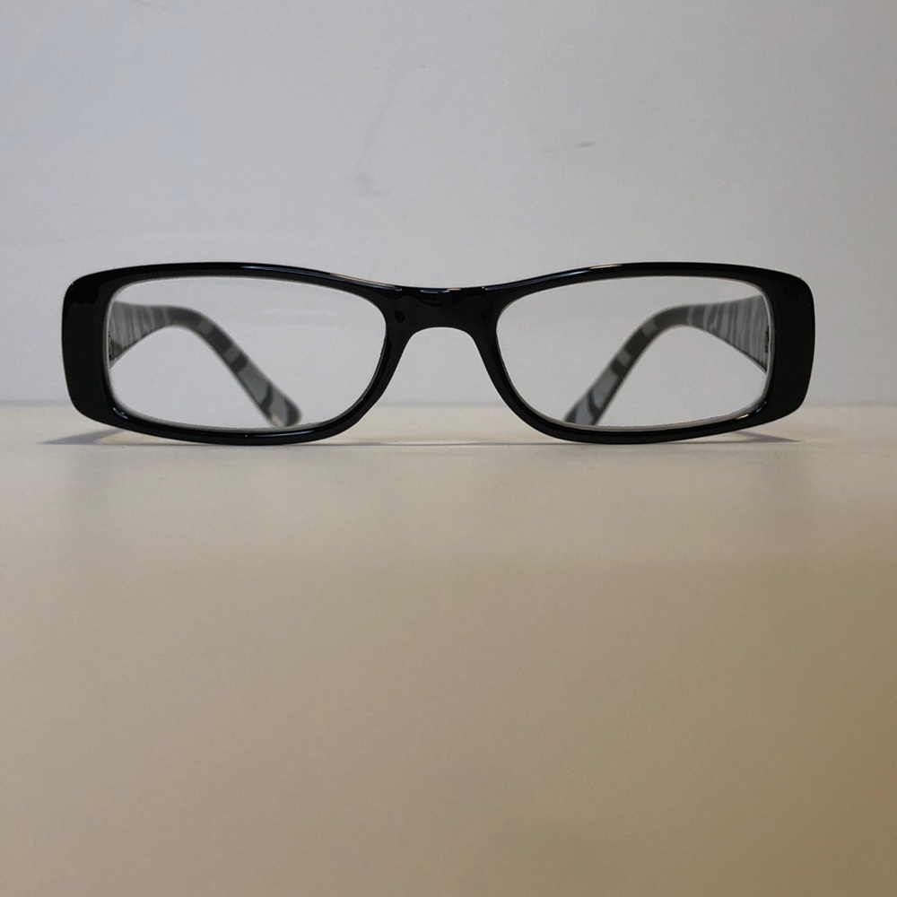 Rectangular Readers/Cheaters/Eyeglasses +2.50; Black & Zebra Stripes